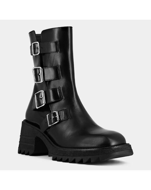 Boots en Cuir Dovily noires - Talon 6.5 cm